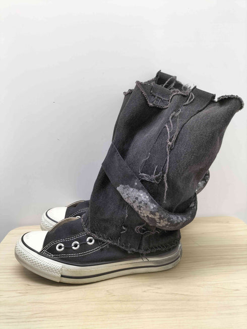 コンバース CONVERSE ×JUN OKAMOTO ALL STAR オールスター コラボ 星 ラメ レース ダメージ フリンジ リメイク ニーハイ ドッキング スニーカー ブーツ レディース CONVERSE:4 1/2